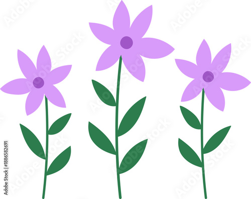 Simple Spring Flowers Vector Illustration.
Colorful Spring Floral Plants Element. 
Transparent background. SVG.