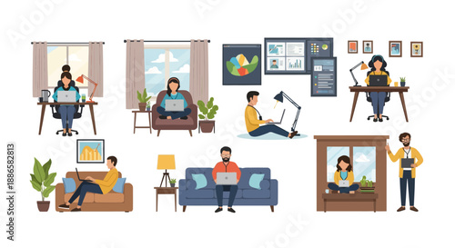 People engaging in various leisure activities at home.