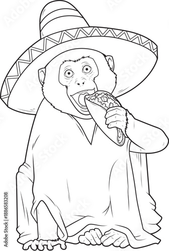 Monkey Taco Animal Vector Graphic Art Illustration