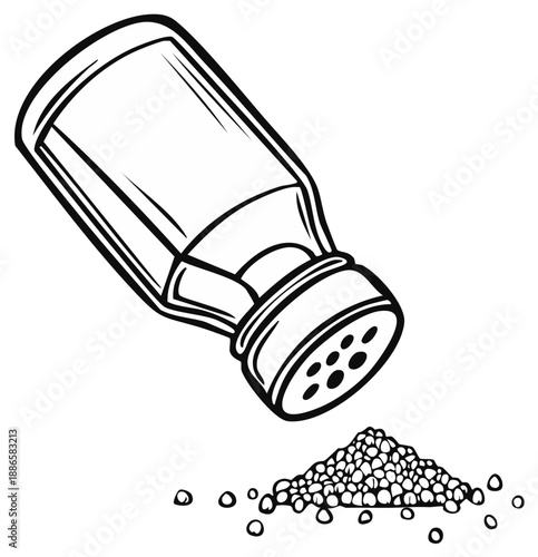 Illustration of a Salt Shaker Pouring Salt onto a Pile
