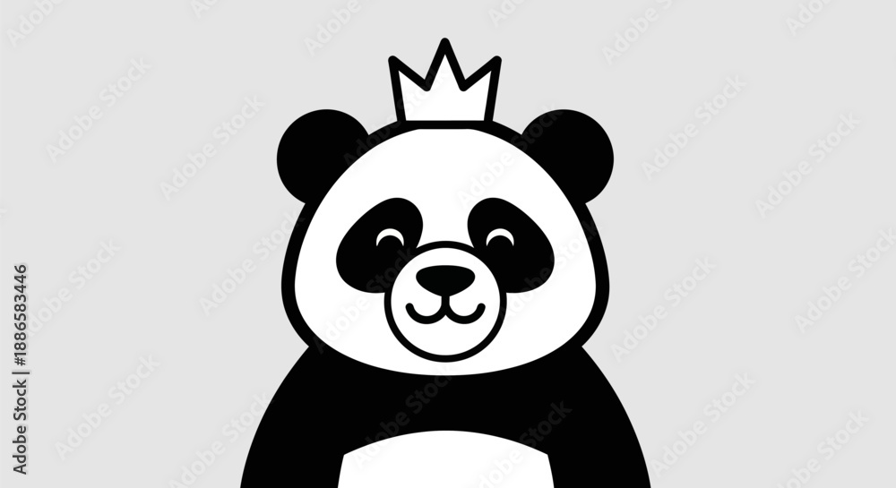 Fototapeta premium Cartoon panda wearing a crown