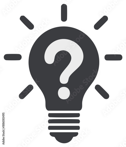 Idea Bulb with Question Mark - Problem Solving, Innovation, Search for Answer Concept Illustration