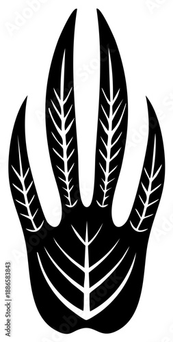 Stylized Reptilian Claw Footprint in Black and White Graphic Element Print