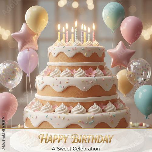 3D Birthday Cake Background