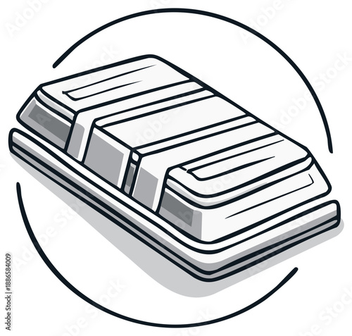 Stylized Illustration of a Sled in a Circular Frame, Recreation Concept