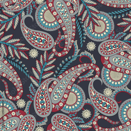 Vector textile print. Seamless Design for covers, fabrics, textiles, wrapping paper. Vector pattern Paisley Indian motifs and decorative floral elements
