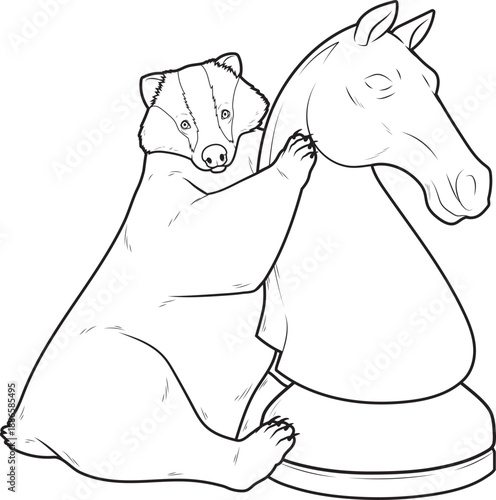 Badger Chess piece Knight Chess Animal Vector Graphic Art Illustration