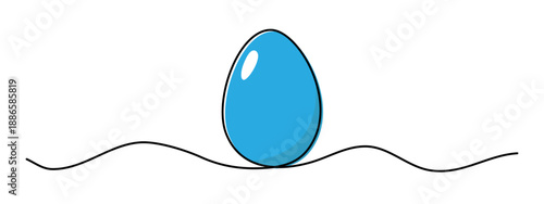 Easter egg one line art, hand drawn continuous contour. Christian orthodox religion holiday Resurrection of Jesus Christ design, festive decoration. Editable stroke. Isolated. Vector illustration