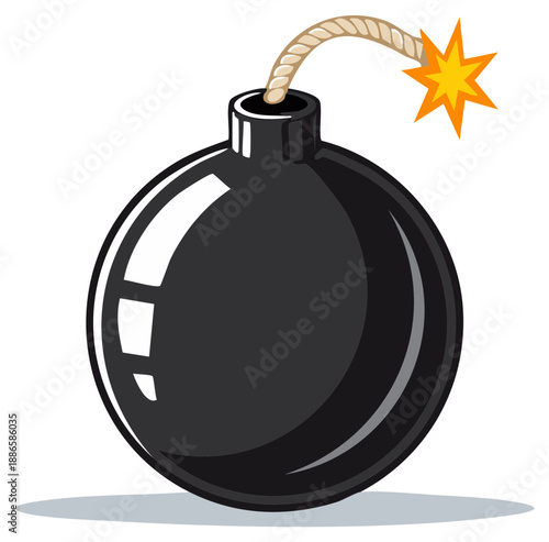 Cartoon bomb illustration with lit fuse and starburst.