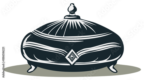 Illustration of a decorative antique vessel with a lid, elegant design.