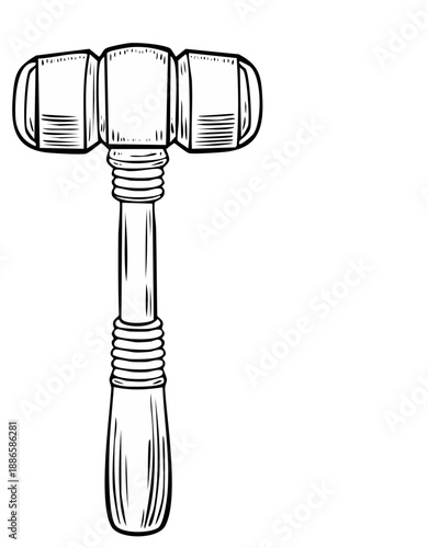Ink drawing of a wooden gavel for legal proceedings