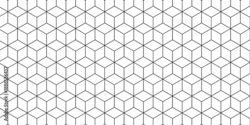 Abstract black square line hexagons seamless hexagon polygonal pattern background. vector seamless creative pattern bright white abstract honeycomb background.