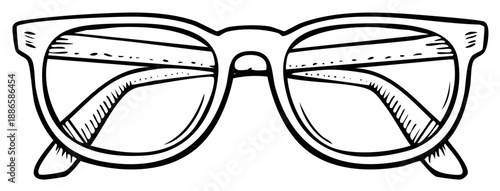 Retro style eyeglasses illustration. Vintage sketch of eyewear, accessory, and vision concept.