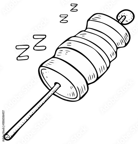 Cartoon illustration of a spinning toy with sleeping Zs floating around it.