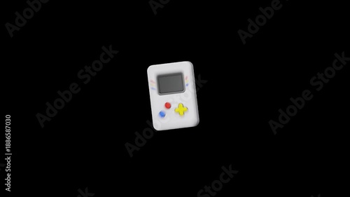 3D Retro Handheld Game Console Icon Animation