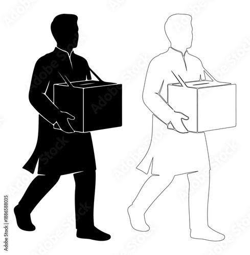 Man carrying box silhouette