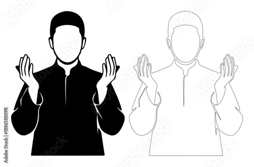 Man praying with hands raised in devotion