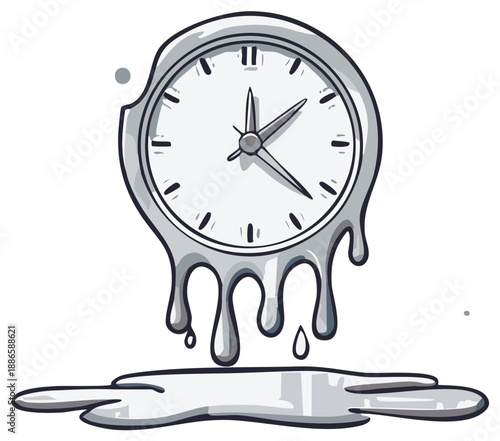 Melting Clock Illustrating Time Distortion and Surrealism