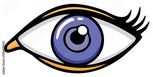 Cartoon Eye with Blue Iris and Eyelashes Graphic Style Illustration