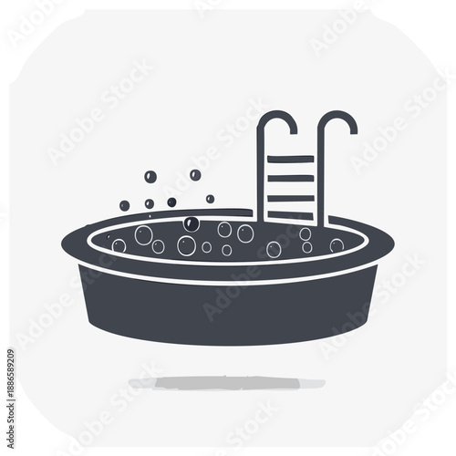 Vector icon of a bubbling hot tub with a ladder for swimming pool access