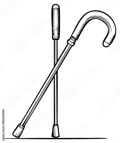 Two Vintage Walking Canes with Detailed Engraved Handles