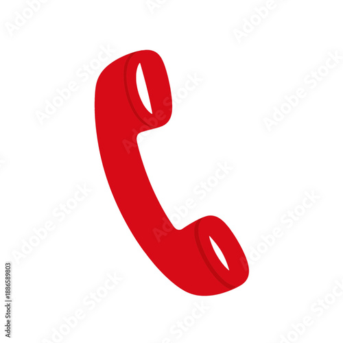 Red Telephone Receiver 3D Icon.