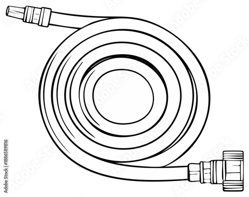 Coiled Garden Hose Vector Illustration Plumbing Irrigation Equipment