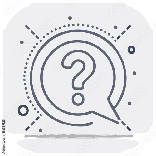 Question mark inside a speech bubble with dotted decoration for assistance and guidance