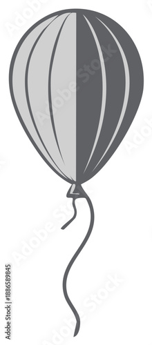 Gray Balloon with Wavy String Floating Upwards