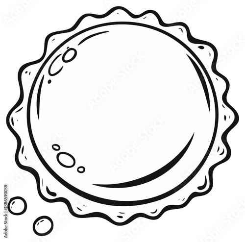 Stylized outline of a bottle cap with bubbling liquid