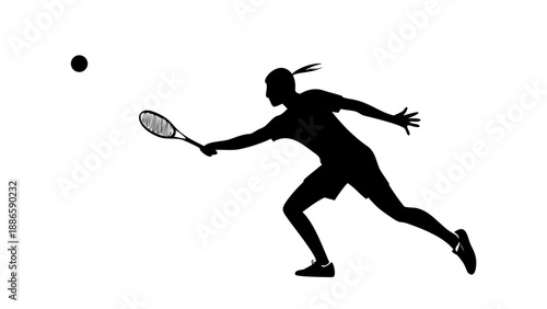 Dynamic silhouette of a tennis player tossing a ball for a serve, athletic movement and professional sports concept.