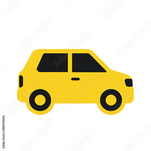 Yellow car vector icon.