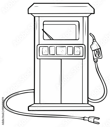 Electric vehicle charging station outline illustration for energy transition