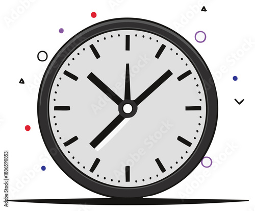 Classic analog wall clock with hands pointing to past quarter hour.