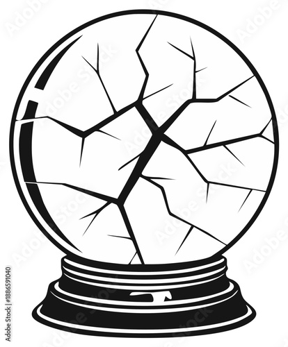 Cracked Crystal Ball on Base Silhouette Graphic