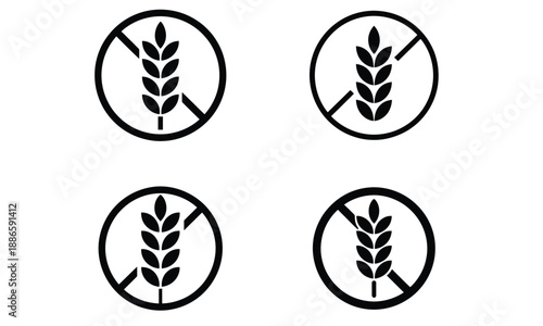 Wheat grain agriculture circle icon set  
