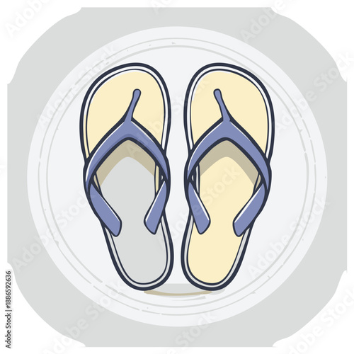 Stylized Cartoon Flip Flops on a Circular Pattern