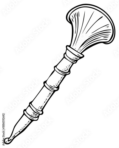 Antique Enema Syringe Black and White Illustration Medical Equipment