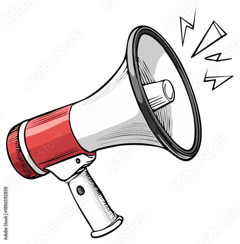 Retro Megaphone with Sound Waves Illustration for Announcement and Promotion