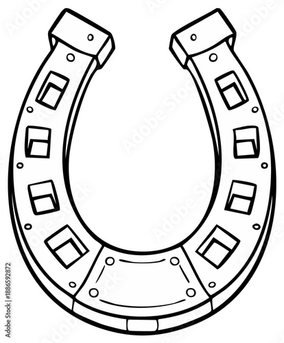 Black and White Horseshoe Outline: Good Luck Symbol for Equestrian Traditions
