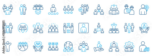 People Icon Set. Contains Icons That Are Relevant For Business. Designed In Vector Outline Color Style