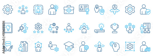 Expert Icon Set. Contains Icons That Are Relevant For Business. Designed In Vector Outline Color Style