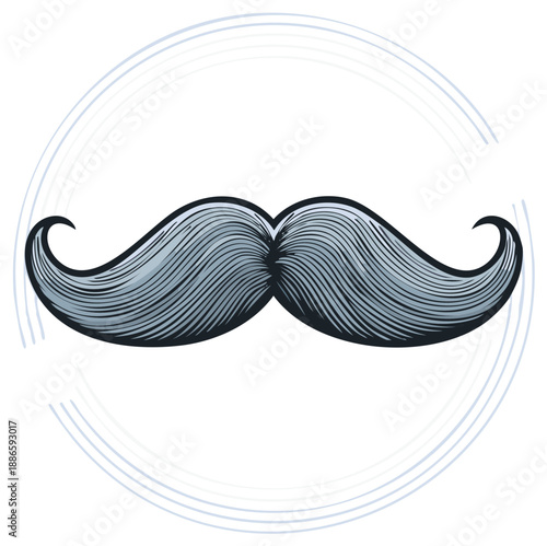 Stylized Gentleman Mustache Drawing with Circular Accent