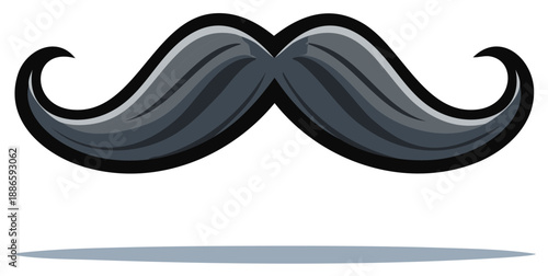 Stylized Gray Mustache with Curled Ends Depicting Masculinity and Classic Style, A Retro Aesthetic