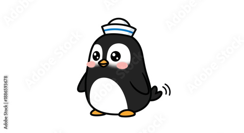 Cartoon penguin in sailor hat