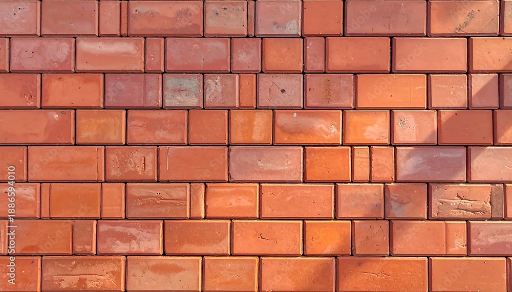 Obraz premium Detailed brick wall texture with varied red and orange hues.