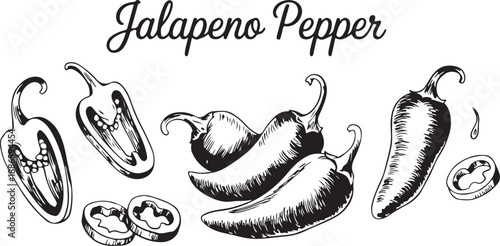 Hot chili paper icon set vector on white background. chili peppers doodle hand drawn set. chili, pepper, jalapeno,vegetable, food vector icons.