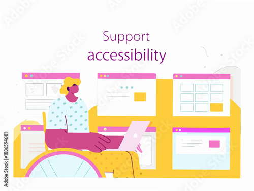Supporting digital accessibility with a woman using assistive technology and devices