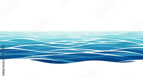 Abstract blue ocean waves pattern on white background