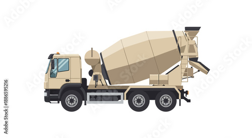Illustration of a cement mixer truck on a white background